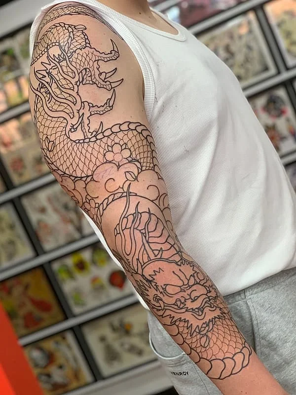 Premium Japanese full-sleeve dragon tattoo by an established Australian artist